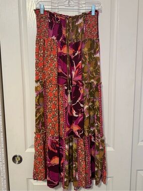 Boho Floral Patchwork Maxi Skirt